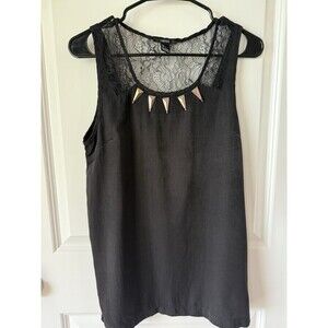 Forever 21 Sheet Spike Tank Top Blouse Large L Black Shirt